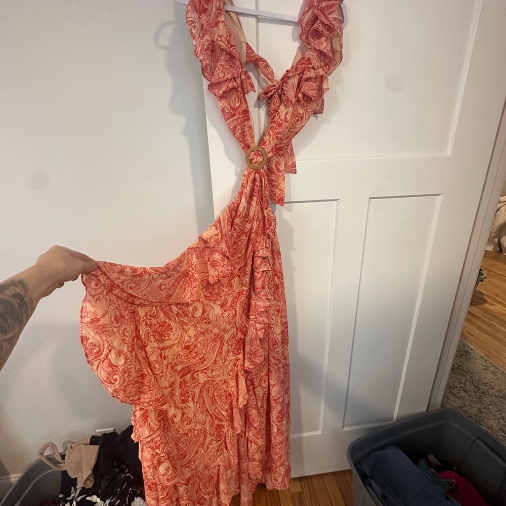 Elegant Paisley Red Dress